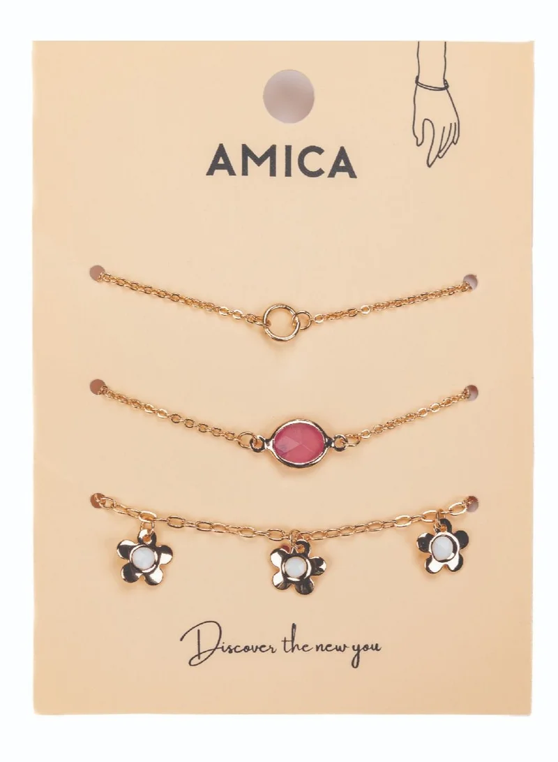 AMICA  Set of 3 Charm Bracelets  | Best Price UAE