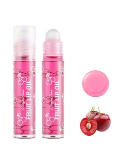Dragon Ranee Fruity Flavors Rolling Ball Lip Oil, Long Lasting Moisturizing Lip Balm, Roll-On Lip Gloss, Fruity Flavor Glossy Lip Make-up for All Ages, Transparent Lip Gloss, Cherry  - Image 1