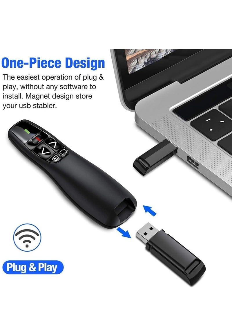 2.4Ghz Wireless Presenter With Red Laser Pointer, PowerPoint Presentation Clicker for Windows and Mac, Remote Control for Slideshows, Keynote and More