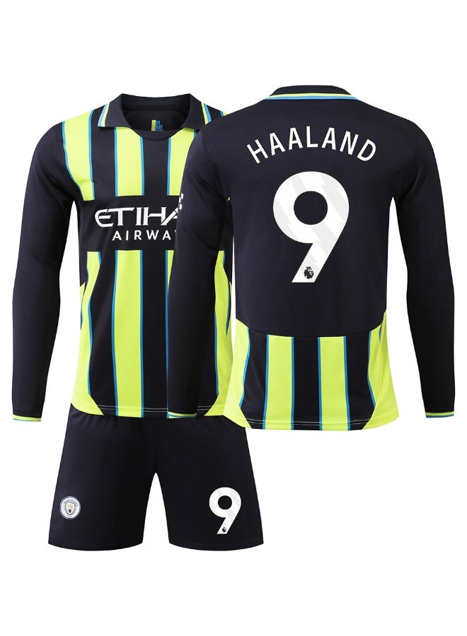 general 2024-2025 Manchester City away #9 HAALAND long-sleeved football uniform suit children's size and adult size, a gift for fans and friends  - Image 1