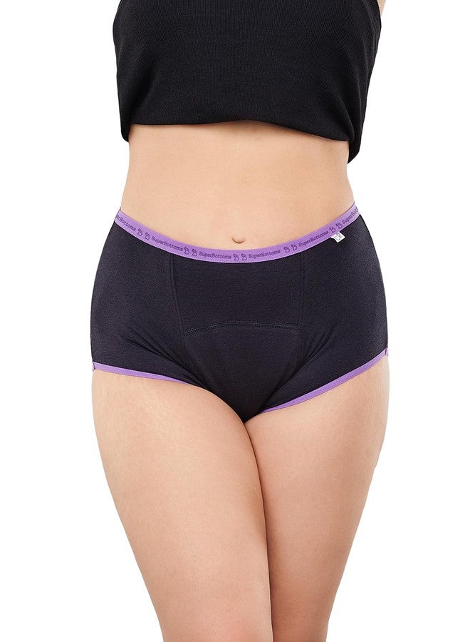 سوبربوتمز ملابس داخلية للدورة الشهرية من سوبر بوتومز ماكس أبسورب® | سراويل داخلية للدورة الشهرية للنساء | امتصاص يدوم 8 ساعات | لا تسرب، لا بقع | خصر مرتفع، تغطية كاملة | قماش من الخيزران + قطن (أسود، المقاس: صغير) - Image 1