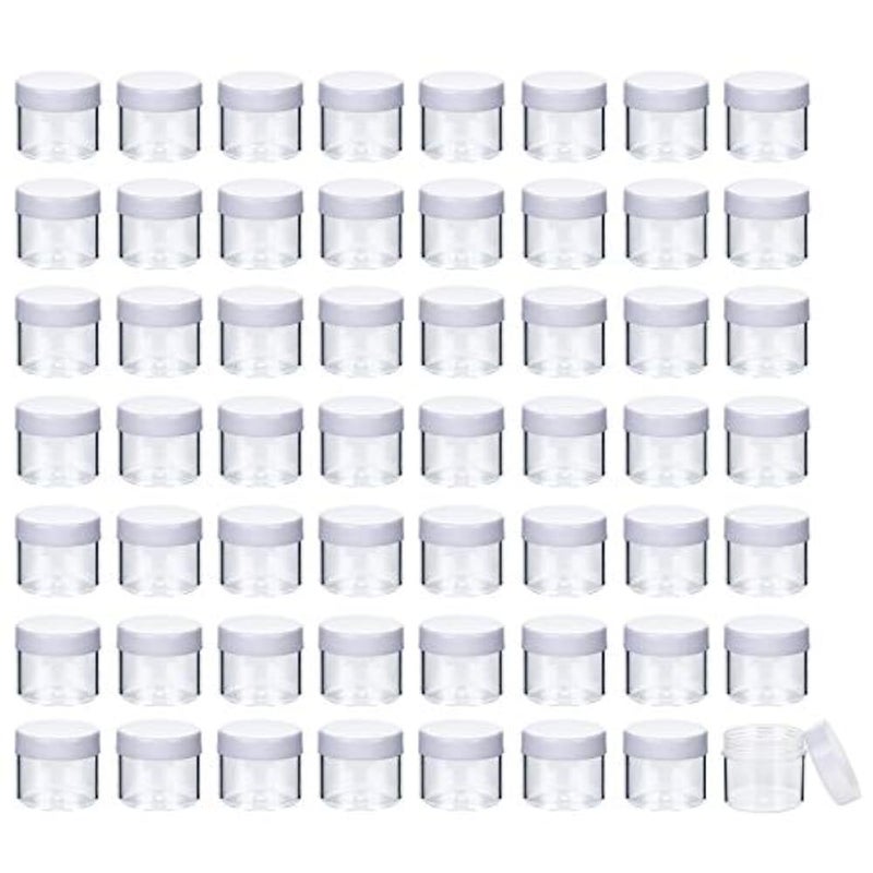 Bekith 60 Pack 0.7oz / 20 ml Round Plastic Pot Jars, Empty Sample Makeup Cosmetic Containers with Lids for Creams, Eye Shadow, Powder, Jewelry - Image 1