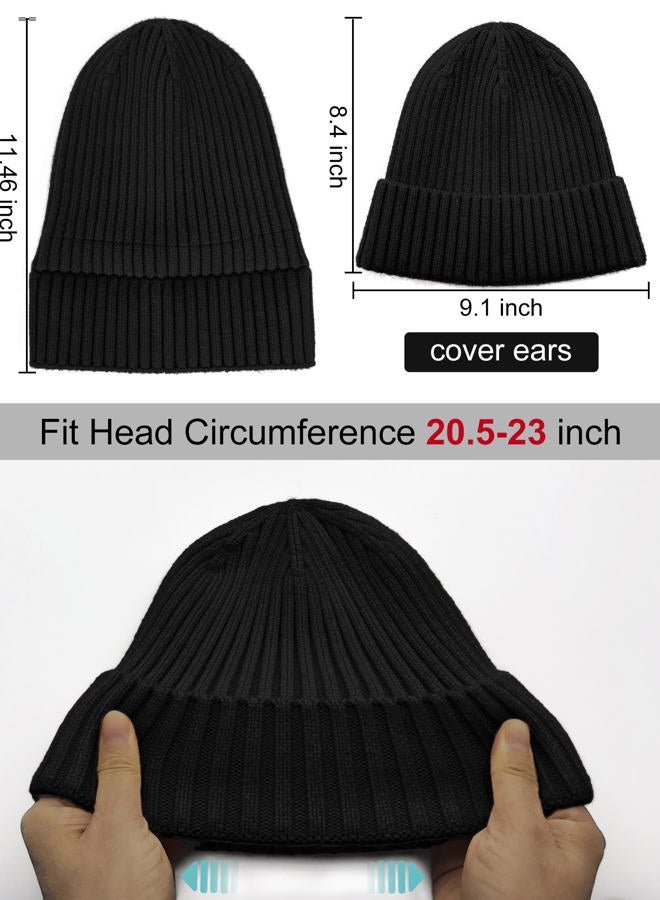 vidsel Satin Lined Wool Beanie Hat for Women Men Winter Cold, Warm Knit Fashion Cuffed Beanie Skull Cap Watch Cap, 1-black, 6 1/2-7 3/8 - Image 5