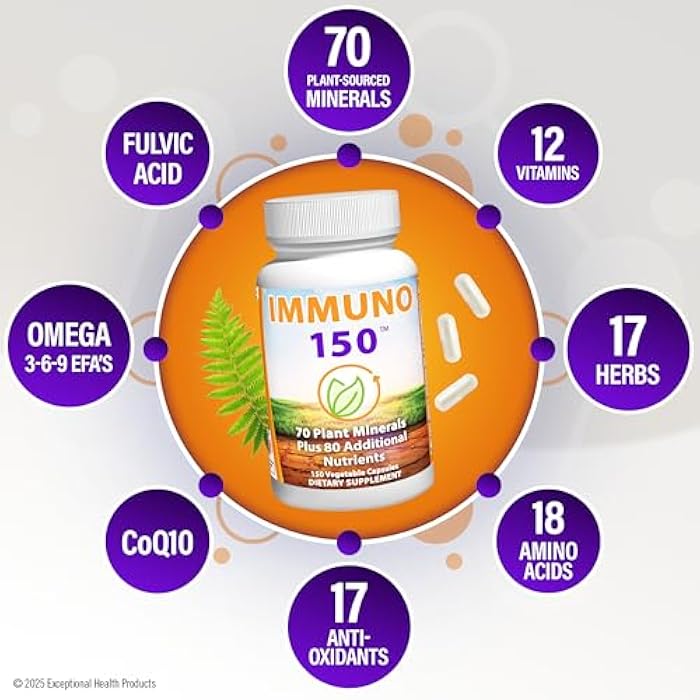 Immuno 150, Immune Support Supplement, Packed with 70 Plant Minerals, 13 Essential Vitamins and 68 Additional Nutrients-150 Vegetable Capsules- Immune Boost for All Age Groups - Image 3