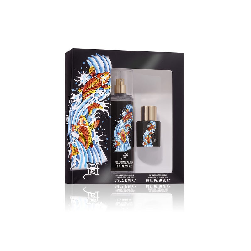 Ed Hardy مجموعة هدايا إدو هاردي كوي ويف أو دو بارفان بخاخ 2 قطعة عطر للجنسين للرجال والنساء