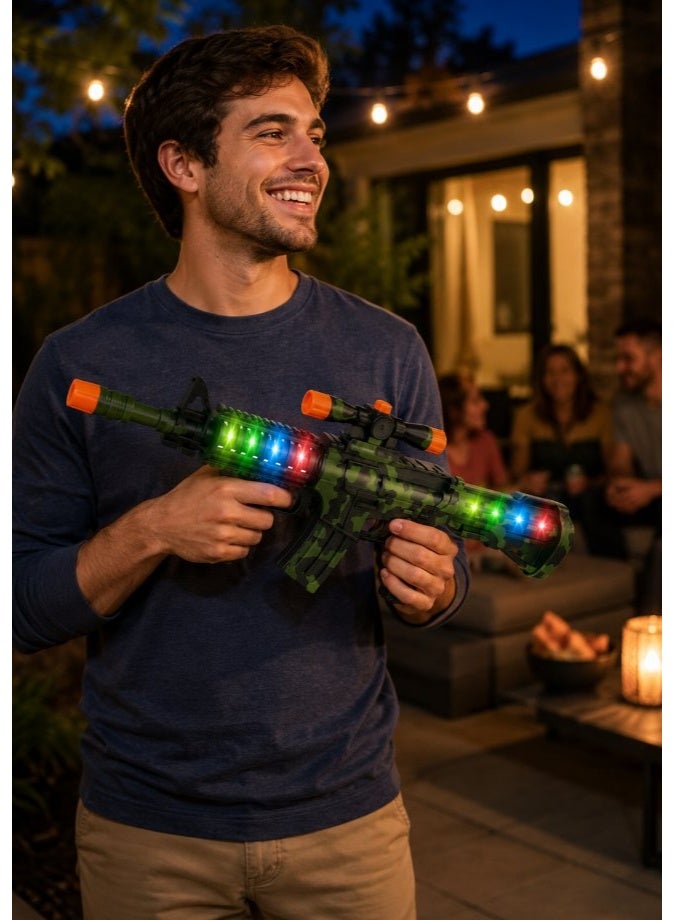 DAT Kids Toy Military Rifle with LED Flashing Lights & Sound Effects, Electric Camouflage Pretend Play Gun – Green - Image 3