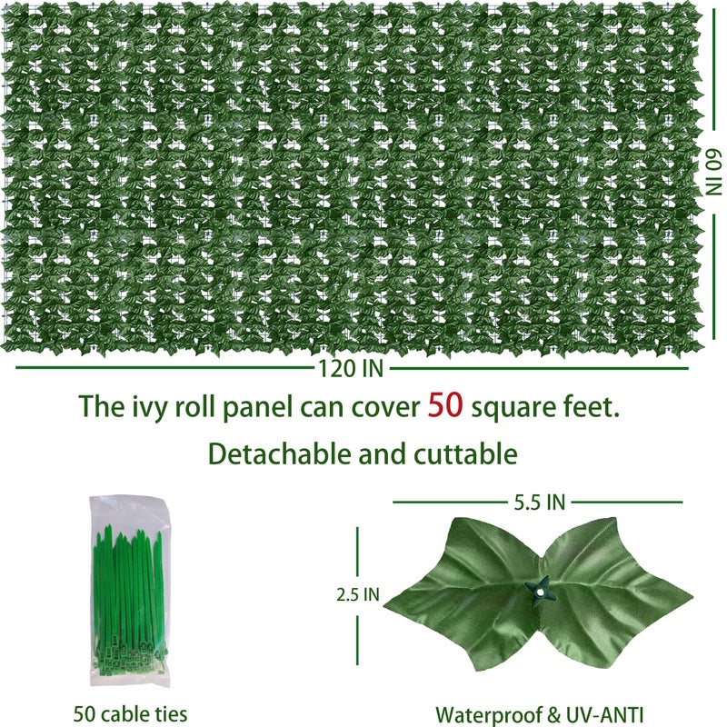 ODTORY Artificial Ivy Privacy Fence Wall Screen,60X120 in UV-Anti Faux Greenery Backdrop Ivy Vine Leaf Hedges Fence Panels for Patio, Balcony, Garden, Backyard Indoor Outdoor Green Wall Decor - Image 2