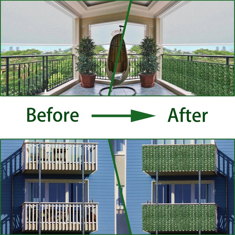 ODTORY Artificial Ivy Privacy Fence Wall Screen,60X120 in UV-Anti Faux Greenery Backdrop Ivy Vine Leaf Hedges Fence Panels for Patio, Balcony, Garden, Backyard Indoor Outdoor Green Wall Decor - Image 4