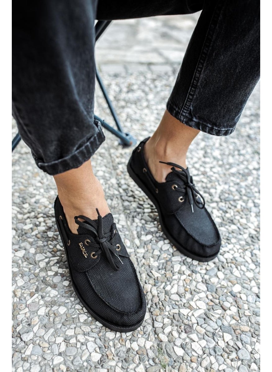 KnACK Seasonal Linen Shoes 008 Black (Black Sole)  - Image 4