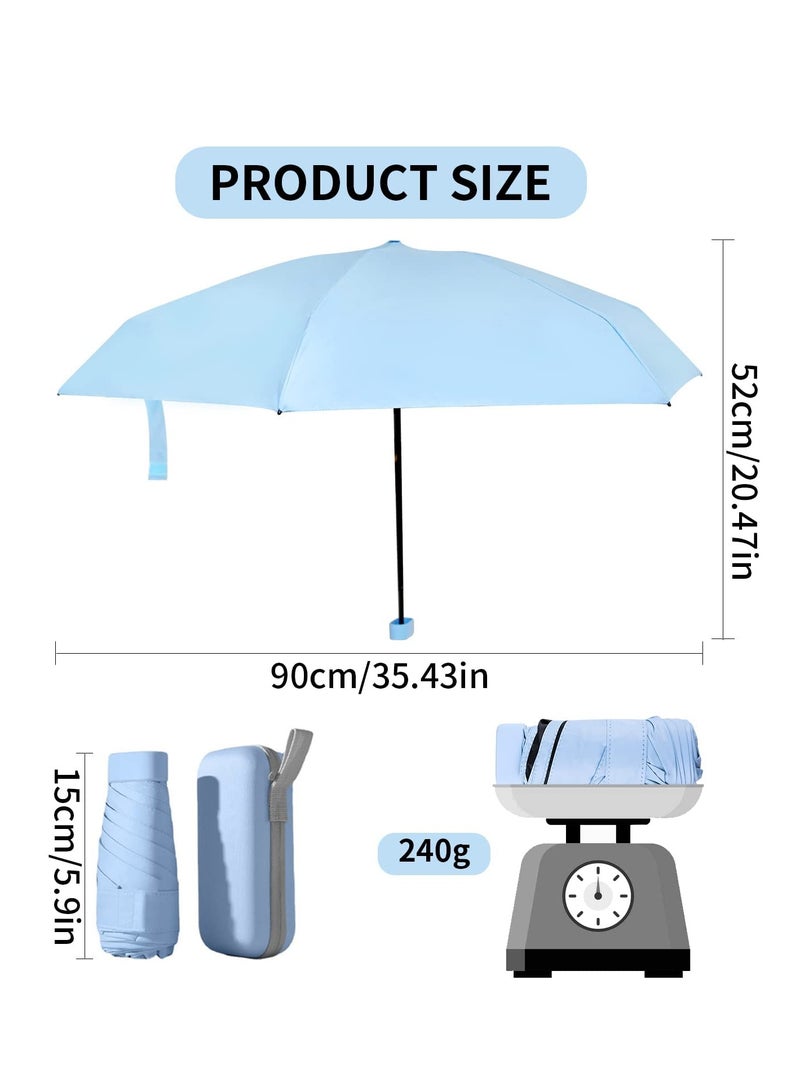 Folding Umbrella, 6 Ribs Mini Travel Umbrella Sun Umbrella Windproof Rain Umbrella Lightweight Small Compact Women Umbrellas Small Anti-UV Umbrella for Sun Rain
