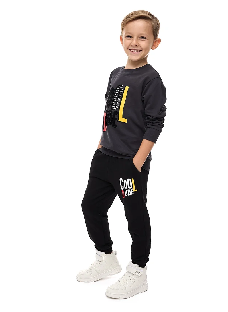 victor and jane Boys' 2-Piece Sweatshirt and Jogger Set (2 -8 yrs) Dark Grey -Black