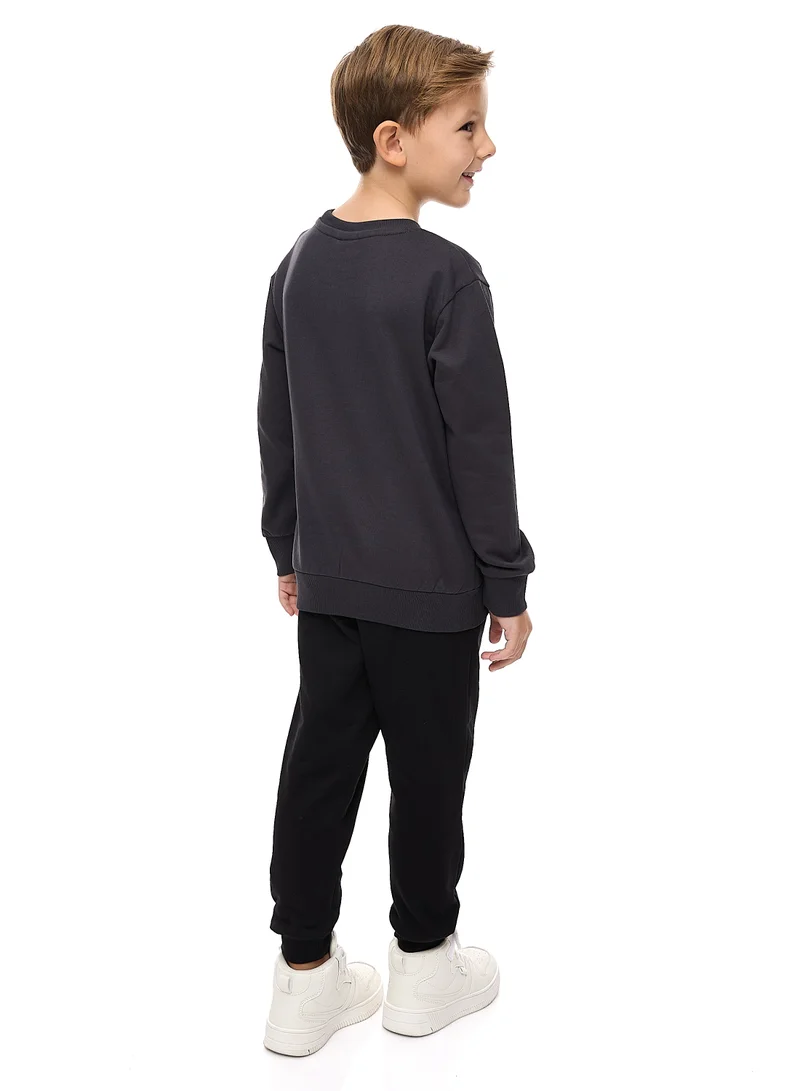 victor and jane Boys' 2-Piece Sweatshirt and Jogger Set (2 -8 yrs) Dark Grey -Black