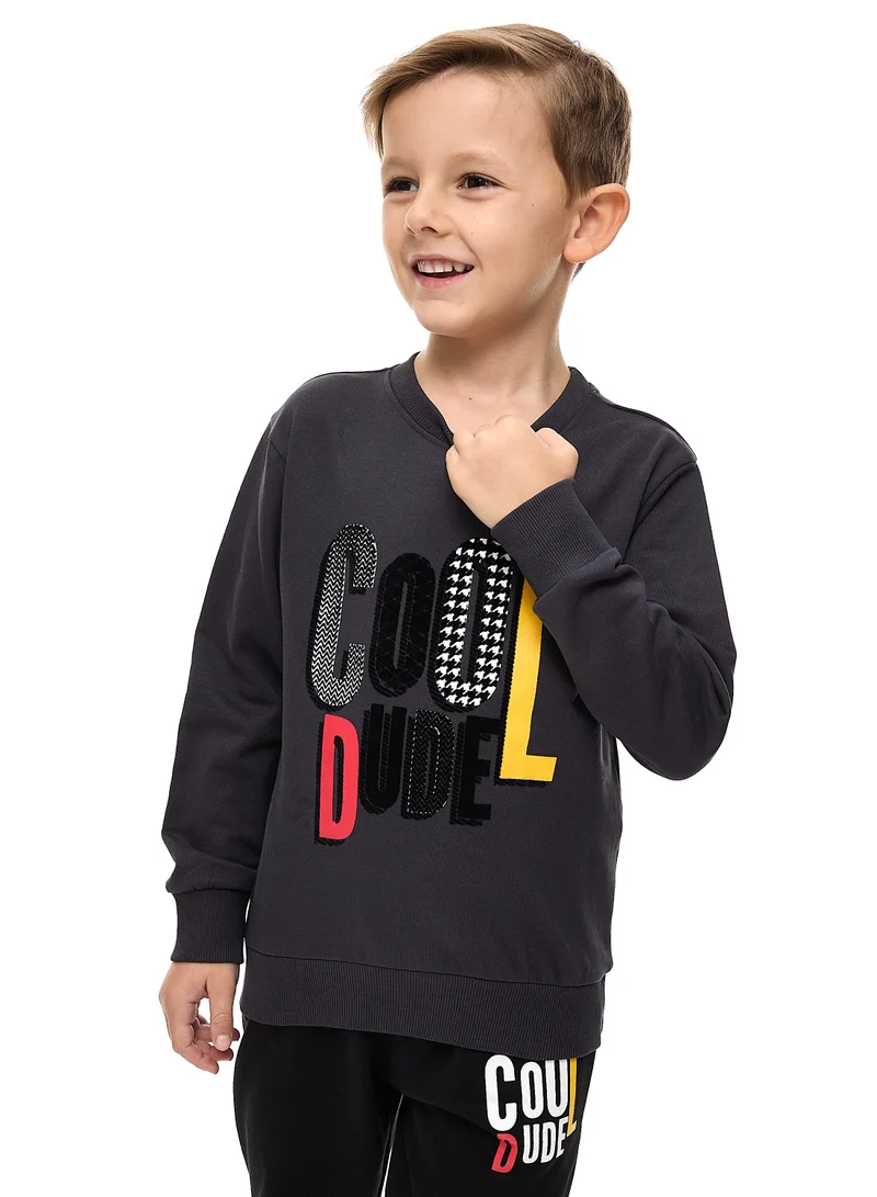victor and jane Boys' 2-Piece Sweatshirt and Jogger Set (2 -8 yrs) Dark Grey -Black