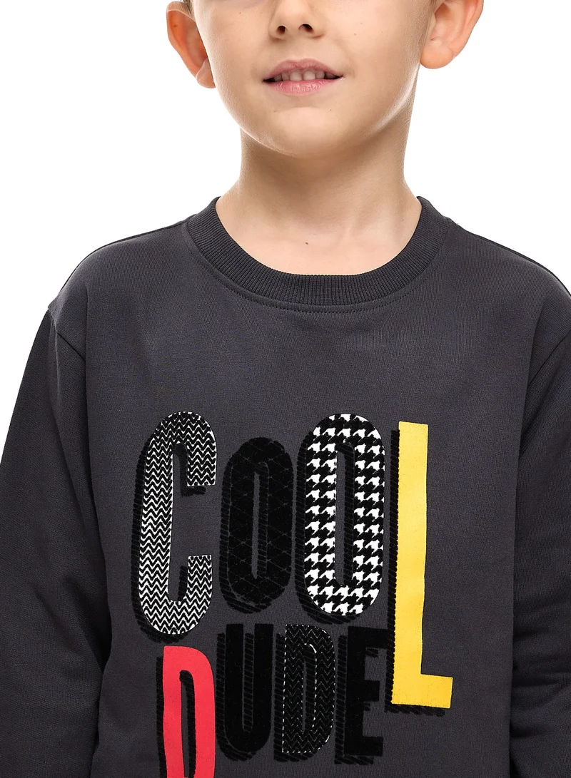 victor and jane Boys' 2-Piece Sweatshirt and Jogger Set (2 -8 yrs) Dark Grey -Black