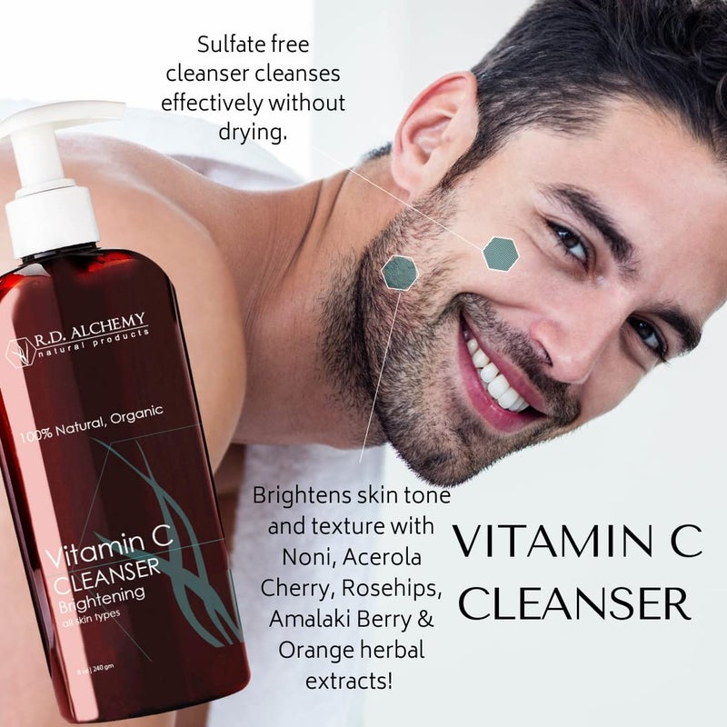 RD Alchemy - Natural & Organic Vitamin C Cleanser. Sulfate free cleanser brightens skin tone and texture as it cleanses skin from dirt, oil and makeup with Vitamin C rich herbal extracts. - Image 2