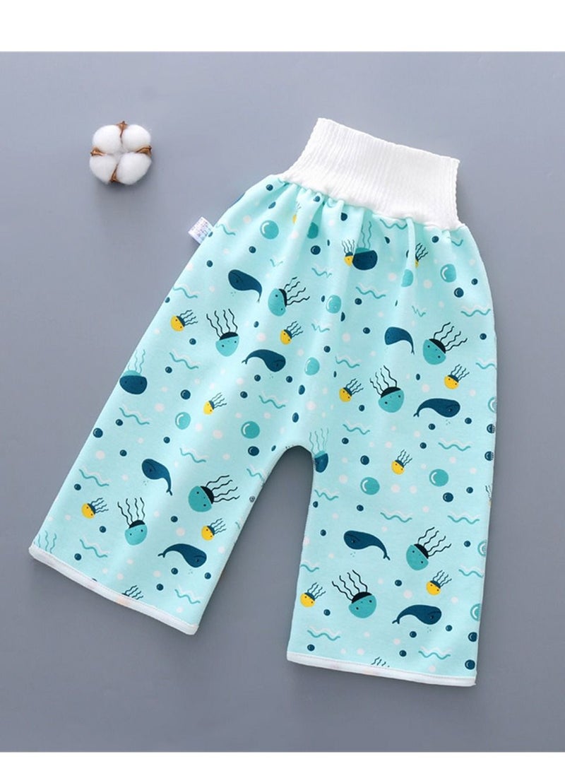 Loquat Cotton Baby Pants Waterproof Underwear For Pee Nappy Diaper Pants Potty Training Green - Image 1