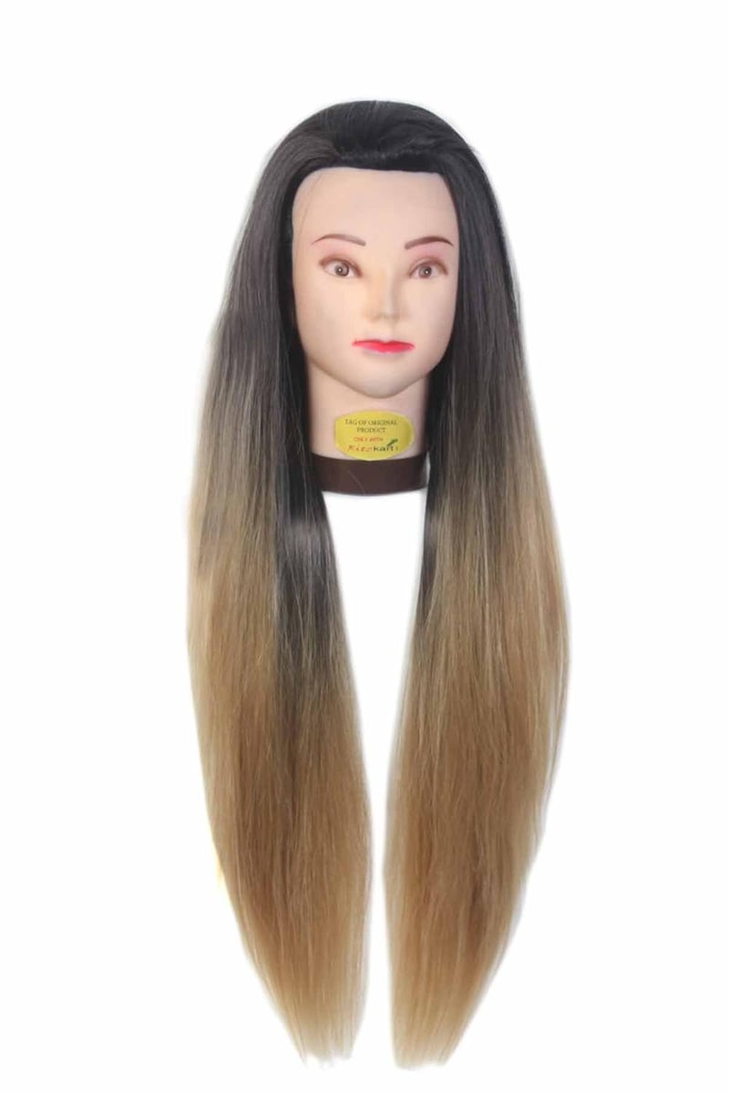 Ritzkart 31 Inch Synthetic Hair Practice Dummy Feel Natural Hair Golden Black  Mix Color Hair for Trainers Black - Image 1