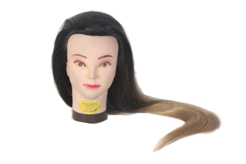 Ritzkart 31 Inch Synthetic Hair Practice Dummy Feel Natural Hair Golden Black  Mix Color Hair for Trainers Black - Image 2