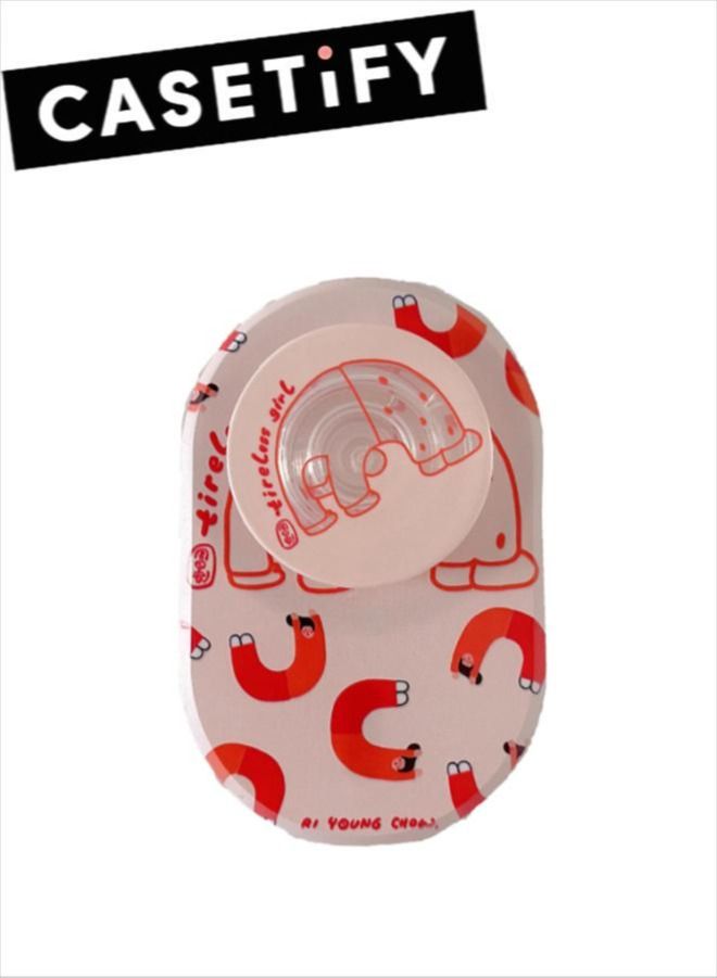 Casetify Yoga Girl Phone Grip Stand Compatible with MagSafe, MagSafe Phone Grip Holder, Wireless Charging Compatible Pink/Red - Image 1