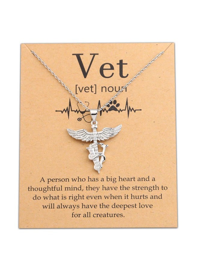 bobauna Veterinary Caduceus Pendant Necklace Vet Tech Jewelry Appreciation Gift for Veterinarian Nurse With Message Card, 2.5cm*2.5cm, Copper, nagam - Image 1