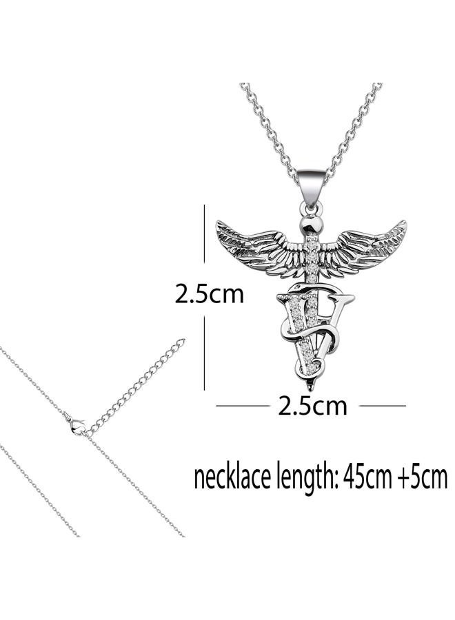bobauna Veterinary Caduceus Pendant Necklace Vet Tech Jewelry Appreciation Gift for Veterinarian Nurse With Message Card, 2.5cm*2.5cm, Copper, nagam - Image 3