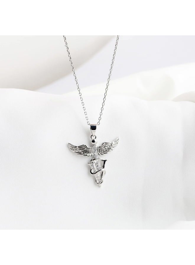 bobauna Veterinary Caduceus Pendant Necklace Vet Tech Jewelry Appreciation Gift for Veterinarian Nurse With Message Card, 2.5cm*2.5cm, Copper, nagam - Image 5