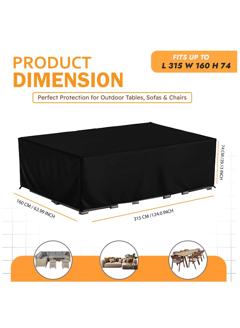 Topify TOPIFY Waterproof Garden Patio Furniture Cover Set,(315 x160 x74) 210D Heavy Duty Oxford Fabric UV Resistant Protection for Rectangle Sofa Outdoor  - Image 2