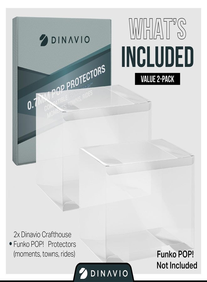 Dinavio Crafthouse Premium 0.7mm Heavy Duty Pop Protectors Compatible with Towns/Moments/Rides - Ultra Thick 0.7mm FNKO Pop Protector, Crystal Clear, UV Protection, Scratch Resistant (2 Pack) - Image 2