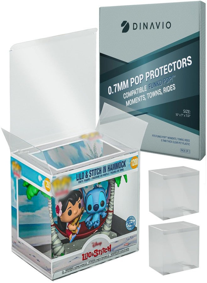 Dinavio Crafthouse Premium 0.7mm Heavy Duty Pop Protectors Compatible with Towns/Moments/Rides - Ultra Thick 0.7mm FNKO Pop Protector, Crystal Clear, UV Protection, Scratch Resistant (2 Pack) - Image 1