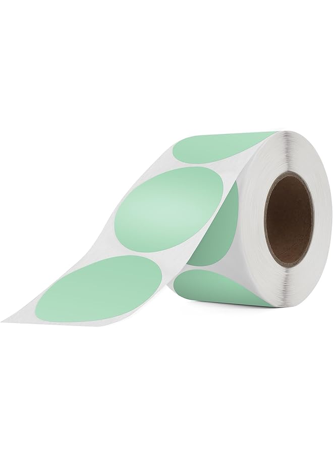 إيروريكس ملصقات حرارية خضراء مقاس 2 بوصة من الفينيل ذاتية اللصق ملصقات دائرية مقاومة للماء لطابعات العناوين التجارية والرموز الشريطية بتصميم DIY 500 قطعة - Image 1