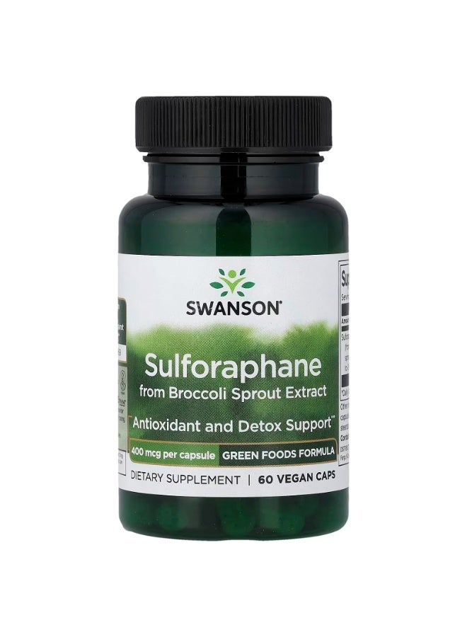 SWANSON Sulforaphane from Broccoli Sprout Extract, 400 mcg, 60 Vegan Caps - Image 1