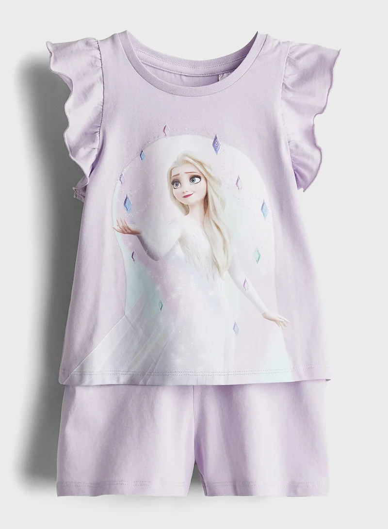 H&M Kids Crew Neck Graphic T-Shirt & Pyjama Shorts Set