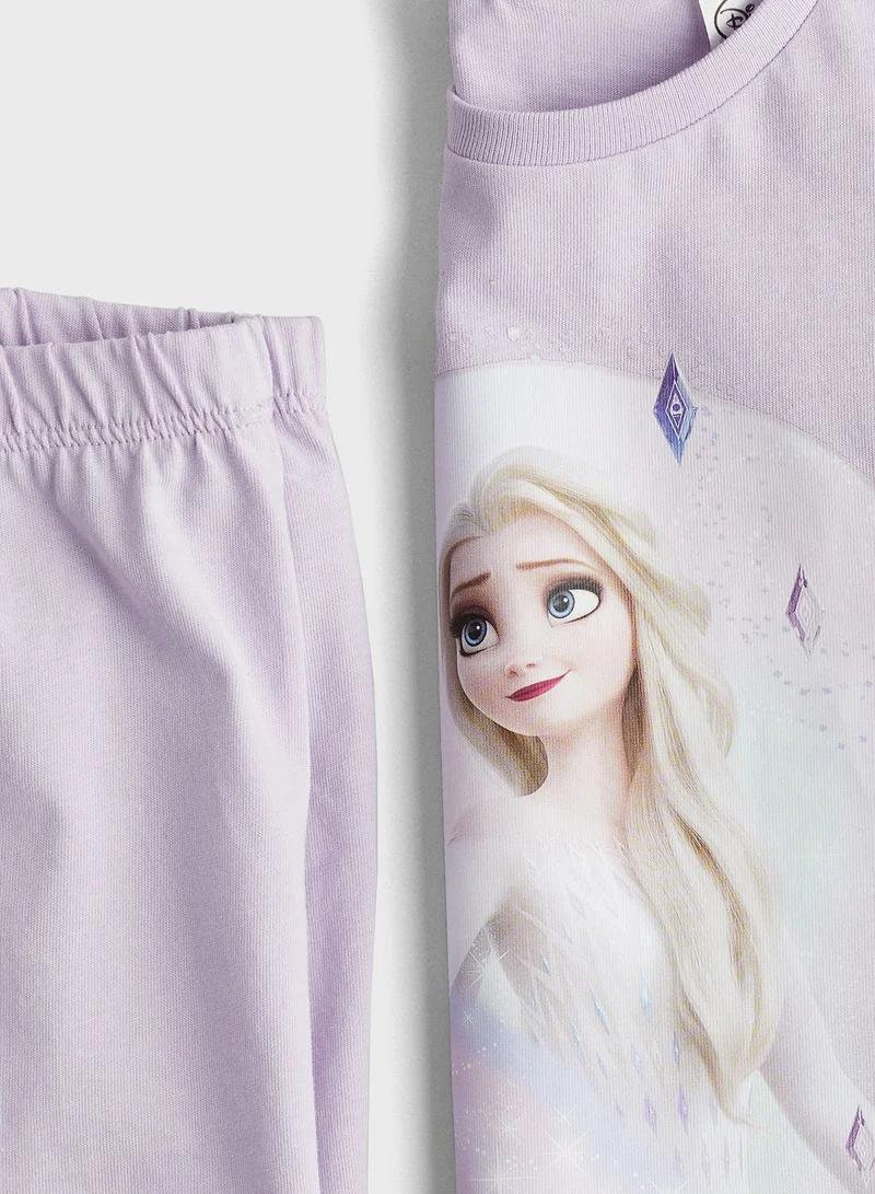 H&M Kids Crew Neck Graphic T-Shirt & Pyjama Shorts Set