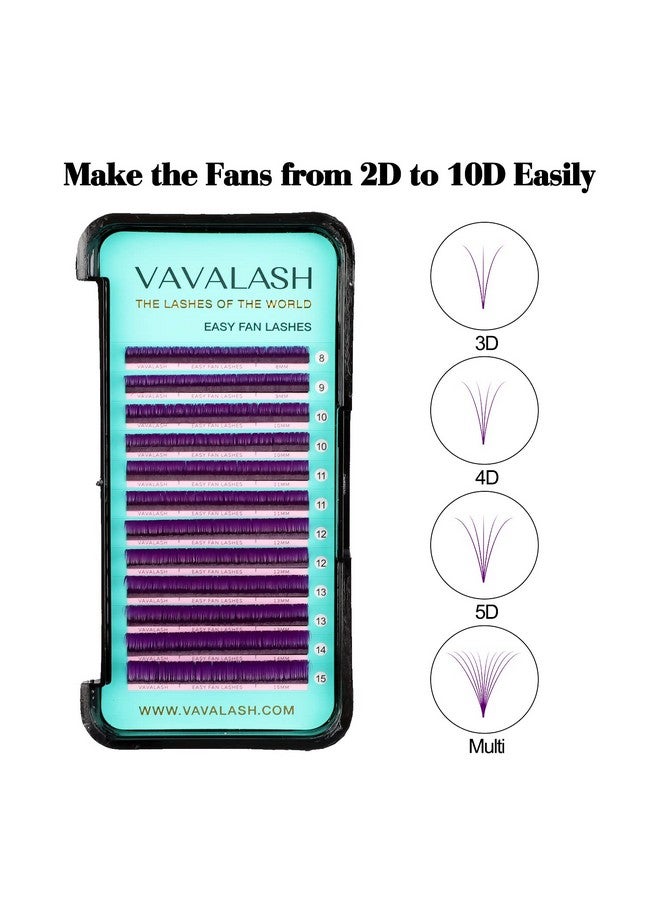 فافالاش وصلات رموش ملونة سهلة المروحة 0.07 D Curl 815 مم علبة مختلطة رموش بنفسجية ذاتية التهوئة 2D10D ملحقات رموش كثيفة ملونة (بنفسجي 0.07D815 مزيج) - Image 3