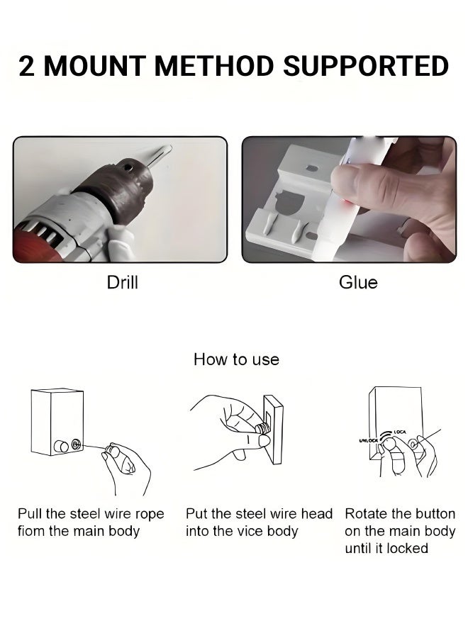 NORHOR Retractable Clothesline 4.2M, Clothes Drying Line Wall Mounted Stainless Steel with Double Adjustable Rope for Laundry - Image 5
