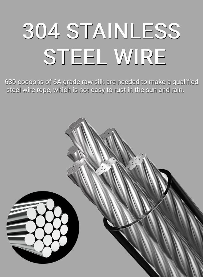 NORHOR Retractable Clothesline 4.2M, Clothes Drying Line Wall Mounted Stainless Steel with Double Adjustable Rope for Laundry - Image 4