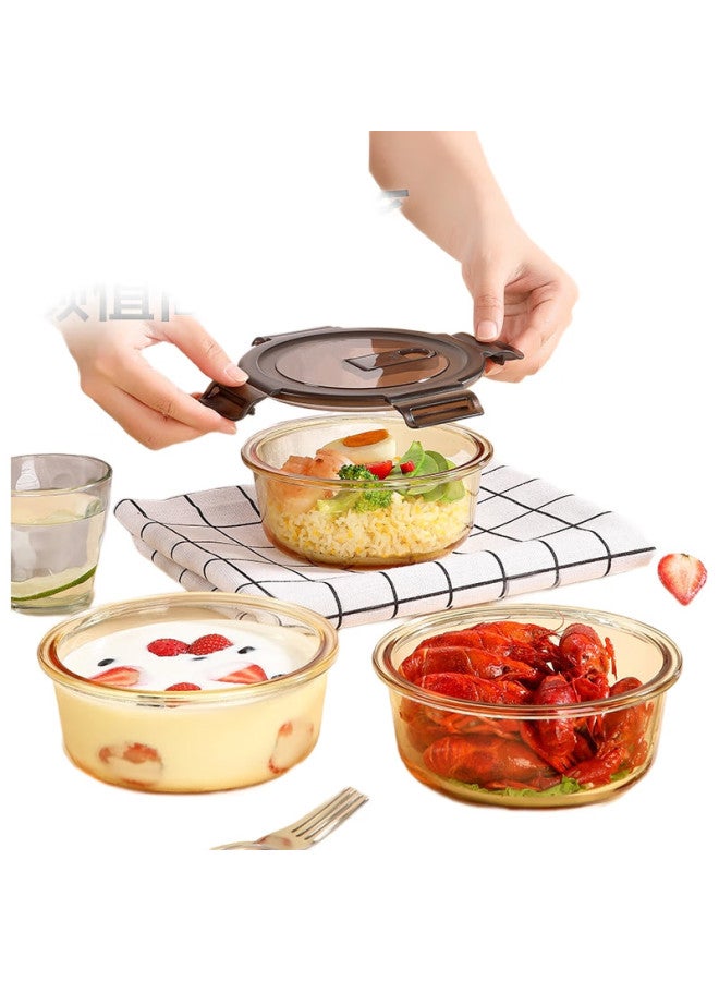 Maryya Meili Ya Glass Lunch Box, Round 630Ml, For Office Workers, Microwave Safe, High Borosilicate, Food Storage Container - Image 2