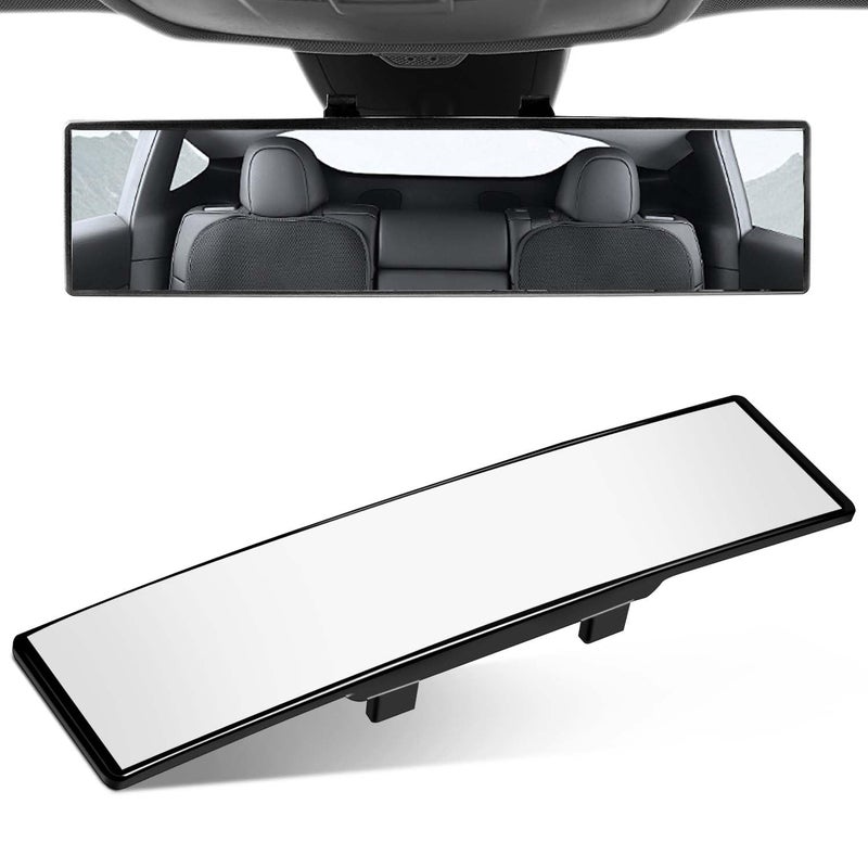 OBTANIM Rearview Mirror 12 Inch HD Glass Anti Glare Clip On Panoramic Wide Angle Car Interior Rear View Mirror Accessories for SUV Trucks (White) - Image 1