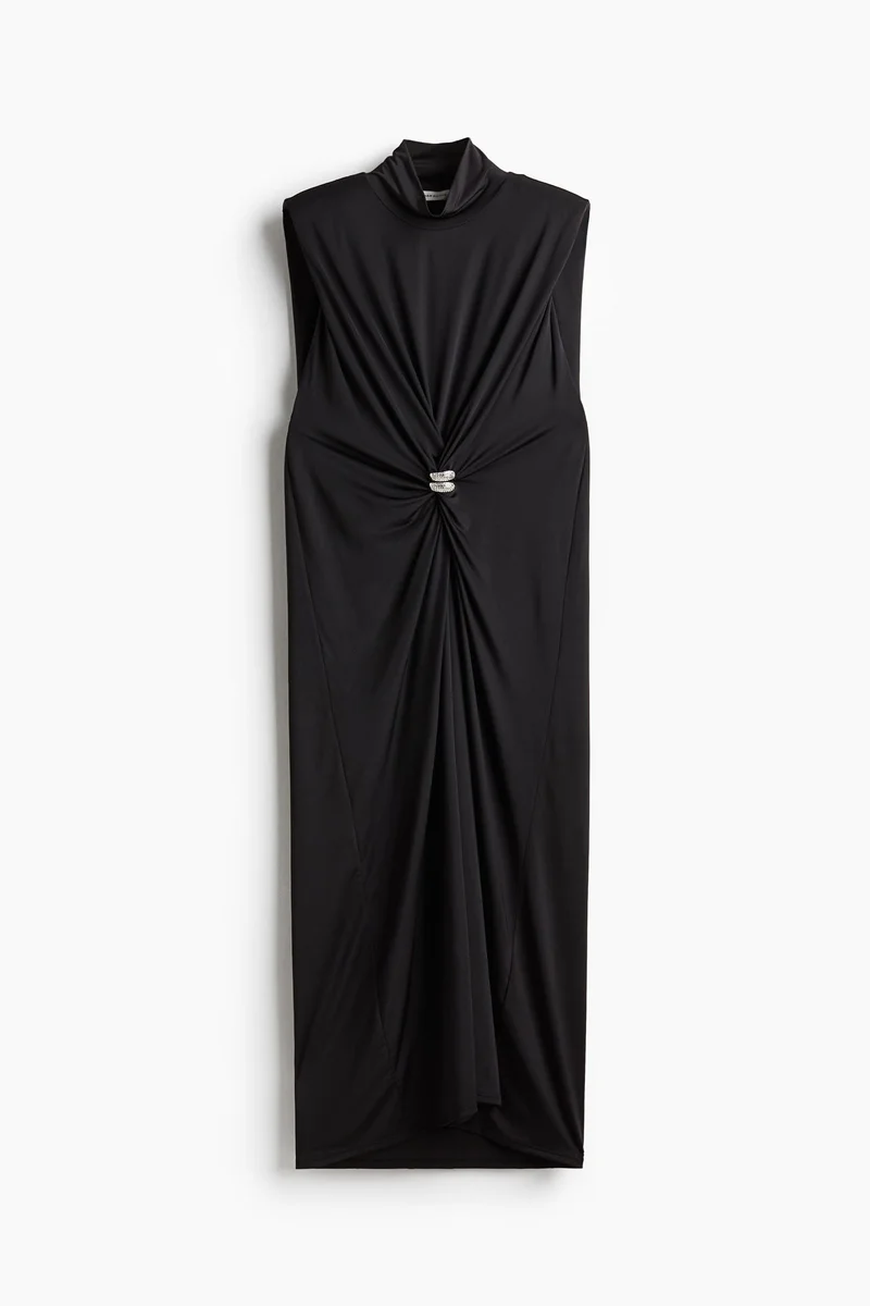 H&M Draped shoulder-pad dress