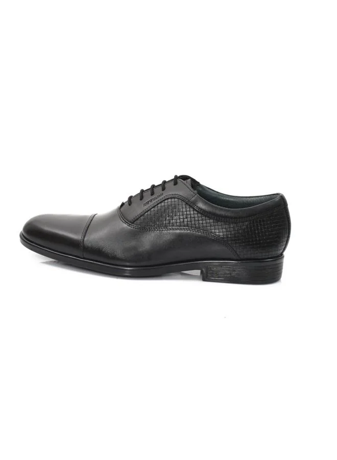 ATTILIO Men's Clark 3 Oxford Cap Toe Lace Up Comfort Black Leather Work Office Formal Flexilogy Technology Occasion Party Casual Wear Shoes