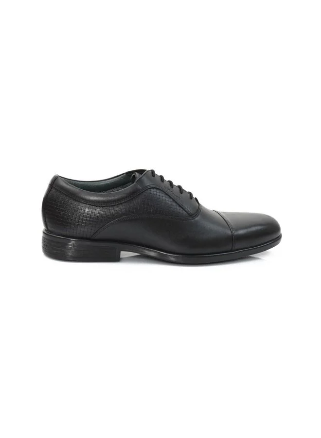 ATTILIO Men's Clark 3 Oxford Cap Toe Lace Up Comfort Black Leather Work Office Formal Flexilogy Technology Occasion Party Casual Wear Shoes