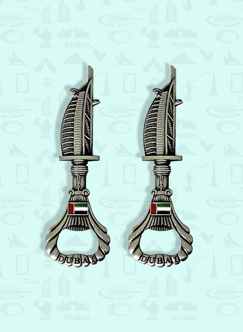 Souvenir Souq 2 pcs Fridge Magnet Bottle Opener Burj al arab Shape featuring Dubai iconic buildings — a functional and stylish Dubai souvenir for home or gifting. - Image 1