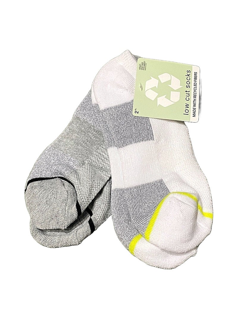 Unisex Low Cut Socks White Gray Black Made With Recycled Fibers One Size 6 Pairs - Image 3