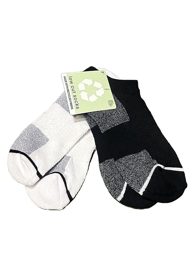 Unisex Low Cut Socks White Gray Black Made With Recycled Fibers One Size 6 Pairs - Image 5
