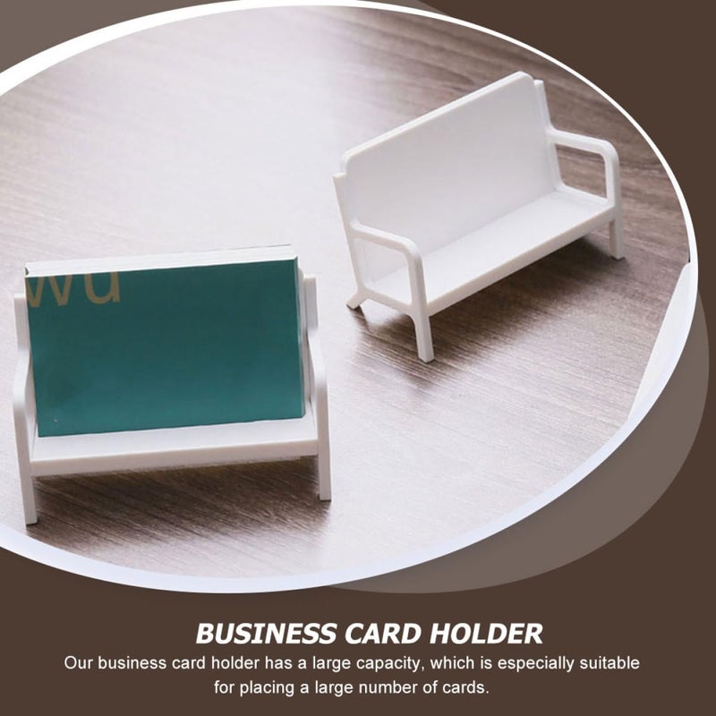White Plastic Business Card Holder Desk Display Stand Office Desktop Organizer - Image 4