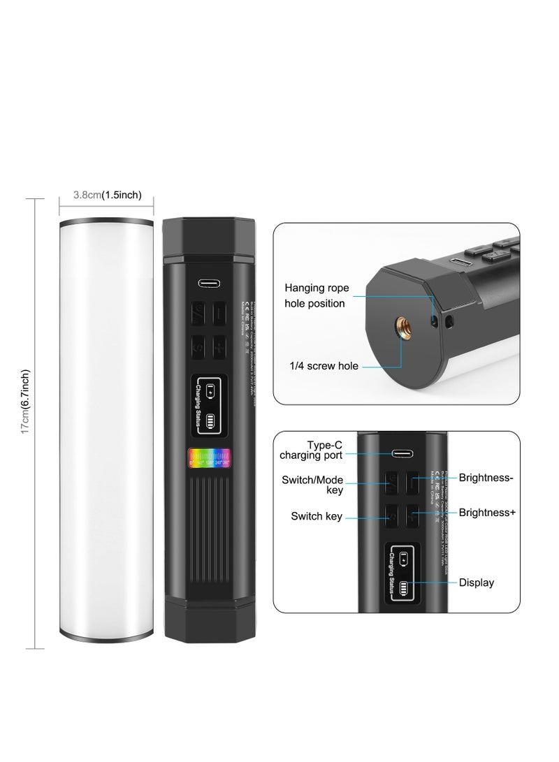 17cm/6.7in Portable RGB Light Stick LED Tube Light Wand 6W Photography Fill Light 2500K-9000K Dimmable 21 Lighting Effect Built-in Battery for Vlog Live Broadcast Photography - Image 2