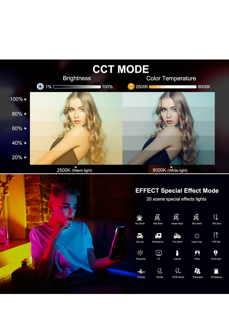 17cm/6.7in Portable RGB Light Stick LED Tube Light Wand 6W Photography Fill Light 2500K-9000K Dimmable 21 Lighting Effect Built-in Battery for Vlog Live Broadcast Photography - Image 3