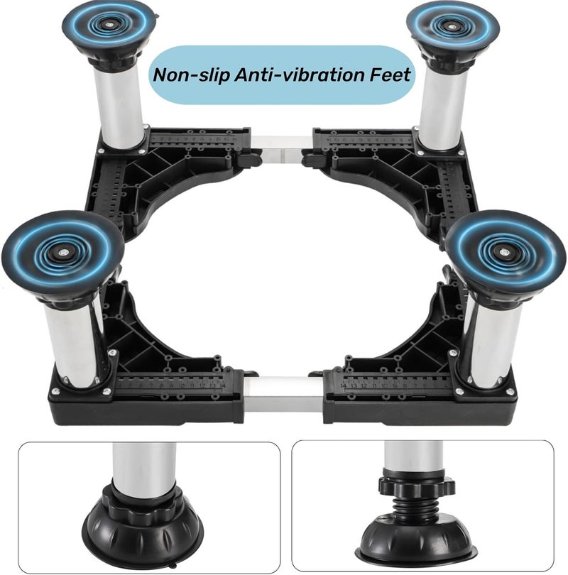 Tlence 8.3"-9.5" Height Mini Fridge Stand, Washing Machine Pedestal with 4 Strong Feet, Adjustable Small Laundry Riser for Dishwasher, Multi-functional Universal Platform for Home Appliance, Black - Image 3
