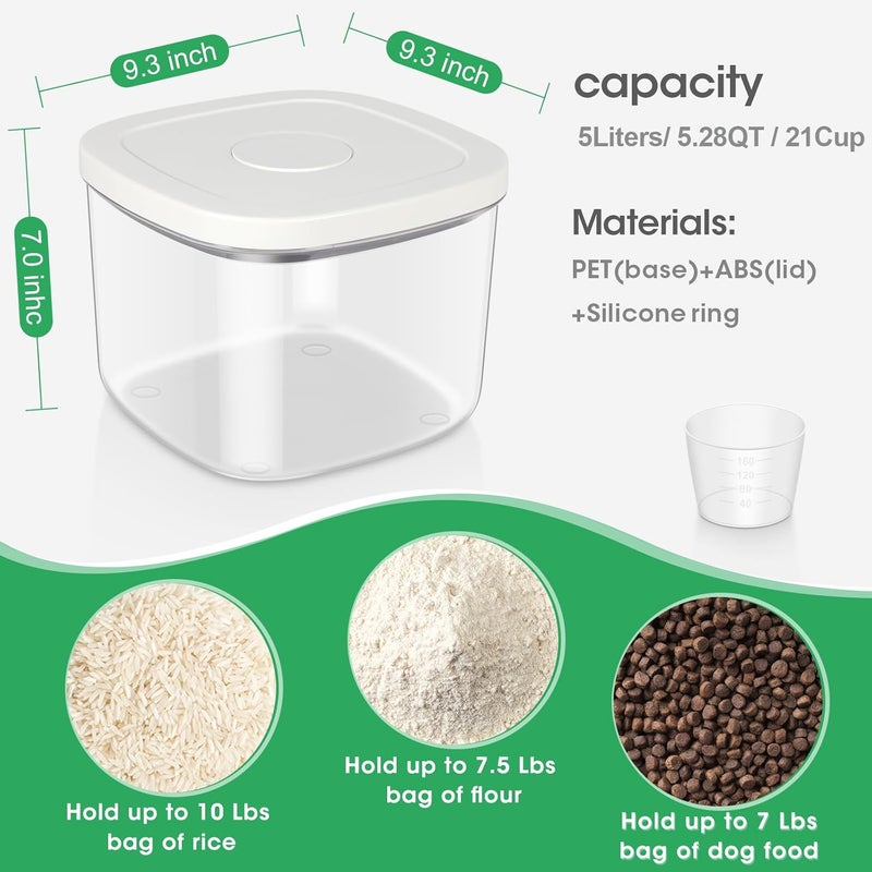 TBMax Flour Storage Container -10 Lbs / 5.28 Qt Rice Container with Pop Up Lid & Measuring Scoop for Flour, Cereal, Dry Food Storage and Kitchen Pantry Organization - Image 2