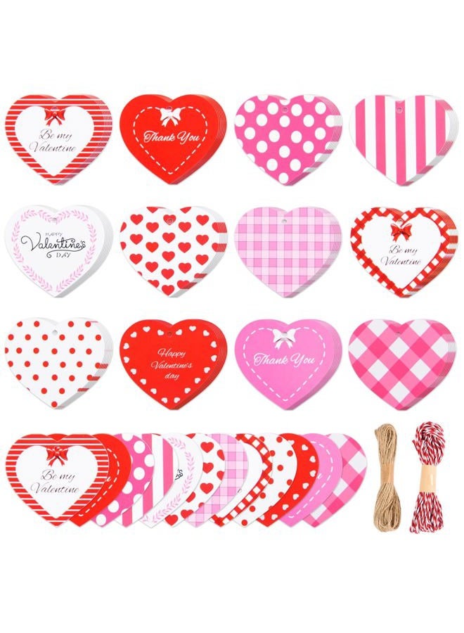 FOBSME 240 Pcs Heart Paper Gift Tags 2.36 Inch Valentine's Gift Tags Double Sided Printed Heart Hanging Tag with Twines for Valentine's Decorations, Gift Wrapping, Treat Bags, DIY Crafts(12 Styles) - Image 1